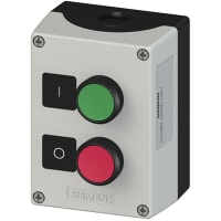 3SU1 recinto plástico, botón S, verde de 2, rojo