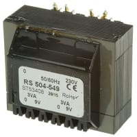 El transformador del PWB 6VA 2 hizo salir la CA primaria 9V de la CA 230V secundaria