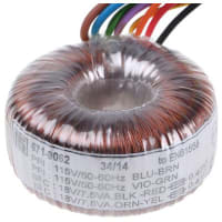 Salida del transformador 15VA 2 de Toroidal 115, 230VAC x 2 primario 18VAC secundario