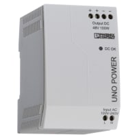 Fuente de alimentación, AC-DC, energía de UNO, carril del estruendo, 1 fase, UNO-PS/1AC/48DC/100W