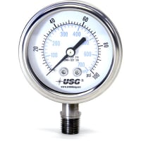 Galga, presión, 4" 1550LG 316 SST 0-400 PSI 1/"2 LM, glicerina llenada