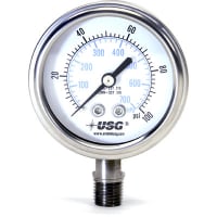 Galga, presión, 2.5" 1550LG 316 SST 0-400 PSI 1/"4 LM, glicerina llenada