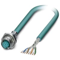M12 Cordset; Ethernet; 8 Posición; Blindado; SACCBP-M12FS-8CON-M16/0,5