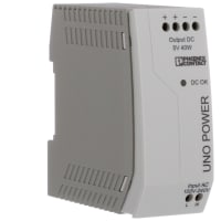 Fuente de alimentación, AC-DC, UNO, montaje del carril del estruendo, 1 fase, 5VDC/40W, UNO-PS/1AC/5DC/40W