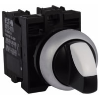 Interruptor No-Iluminado, bisel de plata, 2-Pos, serie 1NO-1NC, mantenido, M22