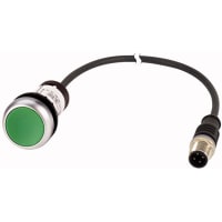 Botón de Non-lluminated, bisel de plata, verde, 1NO, los 0.5m M12A, serie C22