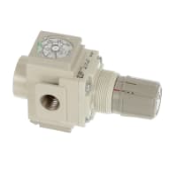 Regulador, aire, 1/4NPT, ind de la galga w/limit, .02-.2MPa, 125 PSI, blanco urbano