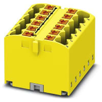 Bloque de distribución, 12-Conn, 500V, 24 A, 12 x 2 5, amarillo, serie de PTFIX