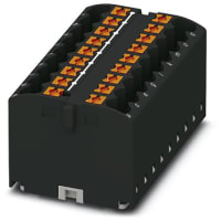 Bloque de distribución, 18-Conn, 500V, 24 A, 18 x 2 5, negro, serie de PTFIX