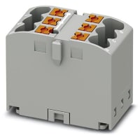Bloque de distribución, 6-Conn, 500V, 24 A, 6 x 2 5, gris, serie de PTFIX
