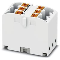 Bloque de distribución 6-Connections, 500V, 24 A, Empujar-En, 6 x 2, serie de PTFIX