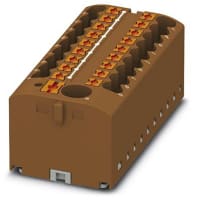 Bloque de distribución w/Supply, 19-Conn, 500V, 24 A, Empujar-En, serie de PTFIX