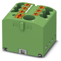 Bloque de distribución w/Supply, 7-Conn, 500V, 24 A, Empujar-En, serie de PTFIX
