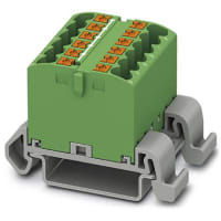 Bloque de distribución con la alineación horizontal, 12-Conn, 500V, 24A, serie de PTFIX