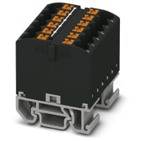 Bloque de distribución con la alineación horizontal, 12-Conn, 500V, 24A, serie de PTFIX