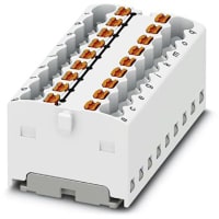 Bloque de distribución, internamente Jumpered, 18-Conn, 450V 17.5A, serie de PTFIX