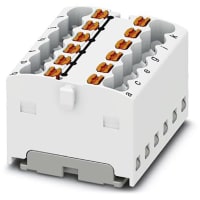 Bloque de distribución, internamente Jumpered, 12-Conn, 500V, 17.5A, serie de PTFIX