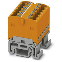 Bloque de distribución, internamente Jumpered, 12-Conn, 500V, 17.5A, serie de PTFIX