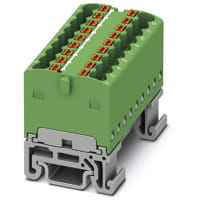 Bloque de distribución, internamente Jumpered 18-Conn, 500V, 17.5A, serie de PTFIX