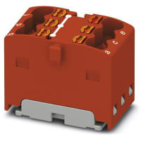 Bloque de distribución, internamente Jumpered, 6-Conn, 500V 17.5A, serie de PTFIX