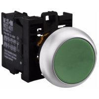 Interruptor de botón, 22m m, verde, botón momentáneo, rasante, 6A, 500V, serie del RMQ-Titán