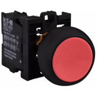 Interruptor de botón, 22m m, rojo, botón momentáneo, rasante, 6A, 500V, serie del RMQ-Titán