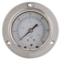 del acero inoxidable 1/4 de 2 1/2 parte posteriora Mnt PSI del centro de NPT del " latón, " y BARRA 0 - 30 Fillable