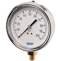 La galga de presión, análogo, los 4in, baja el montaje, 213.53 4 100PSI 1/4 L