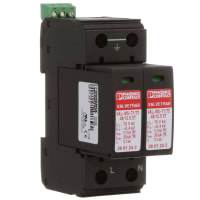 Protector de oleada; Carril del estruendo; Terminales del tornillo; VAL-MS-T1/T2 48/12.5/1+1V-FM
