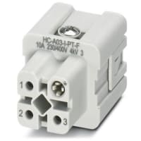 Conectador; rectangular; relleno; female3POS+PE; PUSH-IN 230V; HC-A03-I-PT-F
