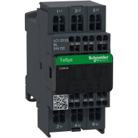 Contactor LC1D, 3P, NO de 3, AC-3, 40V, 12 A, 24 VDC, TeSys Deca Series