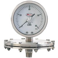 Galga de presión baja, inoxidable, reborde, 1/"2 NPTM, 4", LM, wc de los 0-25in, wc de 0-600 milímetro