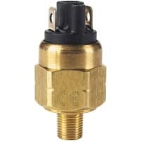 Interruptor de presión de Subminiature; latón; 20-200 PSI (1.4-6.89 barra); terminales de la espada; NO