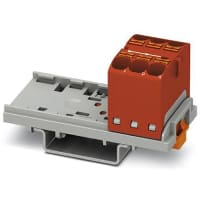 Bloque de distribución; Carril del estruendo; 6-positions; Empuje hacia adentro, resorte; 32A; 600V; 10-24 AWG; Rojo
