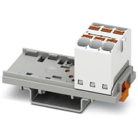 Bloque de distribución; RIEL DIN; 6-positions; Empuje hacia adentro, resorte; 32A; 600V; 10-24 AWG; Whit