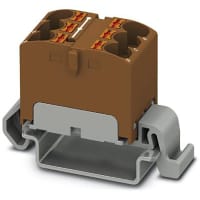 Bloque de distribución; RIEL DIN; 6-positions; Empuje hacia adentro, resorte; 32A; 600V; 10-24 AWG; Frente