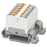 Bloque de distribución; Carril del estruendo; 12-positions; Empuje hacia adentro; Resorte; 32A; 600V; 10-24 AWG; Blanco