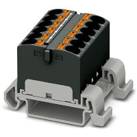 Bloque de distribución; Carril del estruendo; 12-positions; Empuje hacia adentro; Resorte; 32A; 600V; 10-24 AWG; Negro