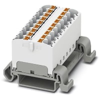 Bloque de distribución; Carril del estruendo; 18-positions; 32A; 600V; 10-24 AWG; Blanco