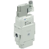 La válvula, suave empieza para arriba, 1/2NPT, 24VDC, término del estruendo, invalidación de la cerradura | SMC