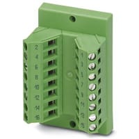 Adaptador; 16 posición, 2 filas al conectador rectangular, pernos masculinos, 16 posición, 2 filas