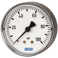 Galga de presión; análogo; 100 PSI; 2 "; 1/4 " NPT; montaje trasero; plástico negro