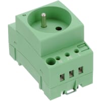 Enchufe de energía, zócalo, E, verde, conec del tornillo, carril del estruendo, 250 VAC, 16A, N-F C61-315