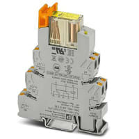 PLC-INTERFACE que consiste en una base del relais y un relais enchufable de seguridad con la fuerza-g