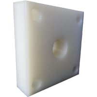 Flange Bearing, 4 Bolt Side Flange, UHMW, los 5-5/8in Mtg Hole Centers, los 2-7/16in Shaft