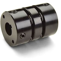 Acoplador doble del disco, estilo del tornillo de presión con Kwy, 5m m X 1/"8 kwy, 1.625" OD,  2.165