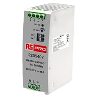Entrada de RIEL DIN fuente de alimentación 85-264VAC/120-370VDC/47-63Hz, salida 12VDC/16A/192W