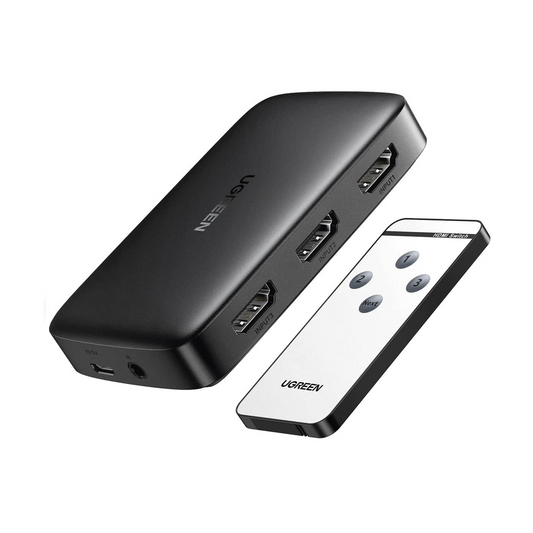 Conmutador HDMI (Switch) 4K@30Hz | 3 Entradas a 1 Salida | 3D | TransmisiÃ³n Estable | Incluye Control Remoto | Receptor de Infrarrojos | Indicador LED | Chip Inteligente | Incluye Cable Micro USB para AlimentaciÃ³n.