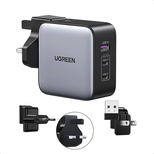Cargador Universal de Viaje 65W | Contiene 3 Enchufes Internacionales (EU/UK/US) | Serie Nexode | 3 Puertos de Carga RÃ¡pida | 2 USB-C | 1 USB-A | TecnologÃ­a GaN II | PD 3.0 | QC 4.0 | Carga Inteligente | Carcasa Ignifuga