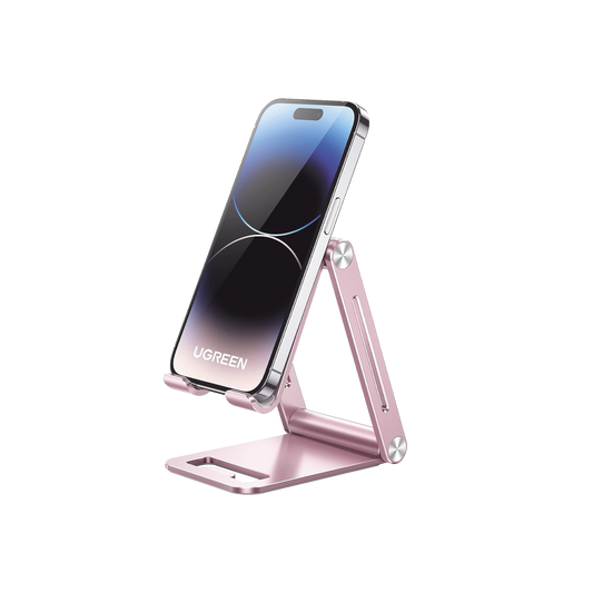 Soporte para TelÃ©fono Celular de Aluminio / Angulo Ajustable / Amplia Compatibilidad con dispositivos de 4.7'' a 7.9'' / Antideslizante / AntiaraÃ±azos / Plegable / Color Rosa